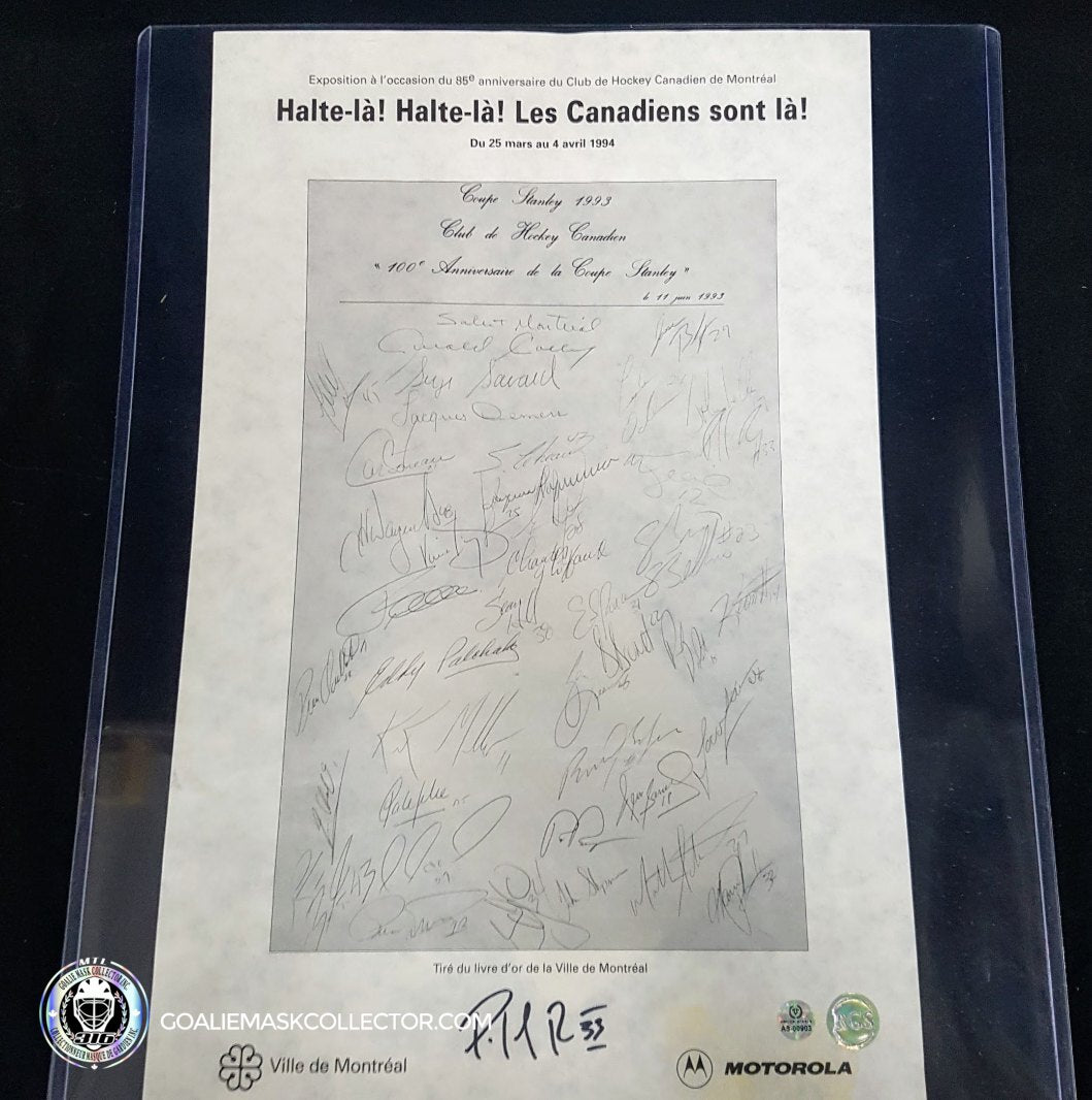 Patrick Roy Signed Copy of the City of Montreal's Livre d'Or 1993 Cup Year - SOLD