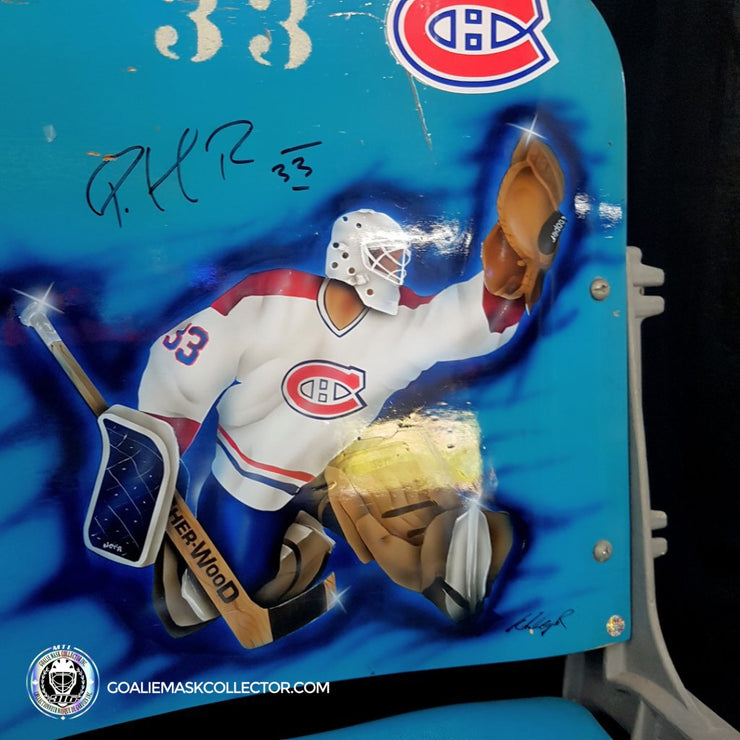 Patrick Roy Signed Original Montreal Forum Seat Blue #33 with Paint Brush by Cayer Limited Edition 1 of 1 - SOLD