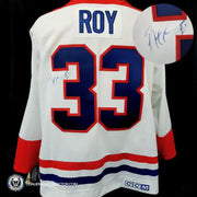 Patrick Roy Signed Canadiens 36x44 Custom Framed Jersey Display