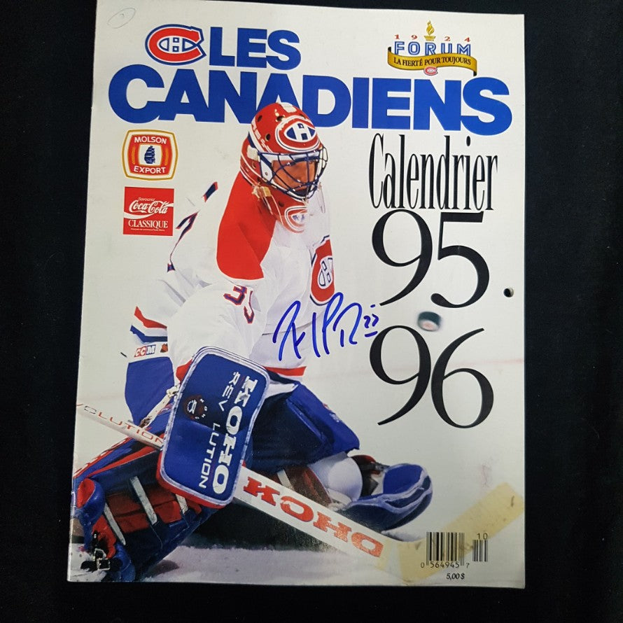 Patrick Roy Signed Les Canadiens Calendrier Magazine 1995-1996 - WAREHOUSE