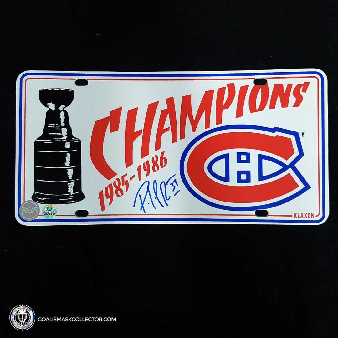 Patrick Roy Signed License Plate Montreal Canadiens Champions 1985-1986 - SOLD