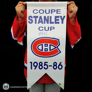 Patrick Roy Signed Montreal Canadiens 1985-1986 Stanley Cup Banner 12 x 28 in -SOLD OUT