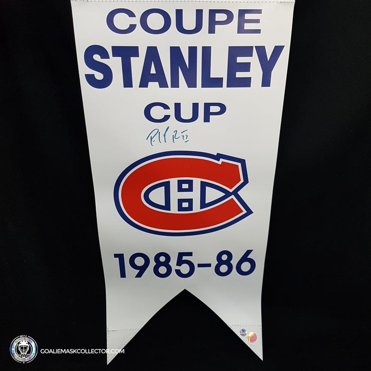 Patrick Roy Signed Montreal Canadiens 1985-1986 Stanley Cup Banner 12 x 28 in -SOLD OUT