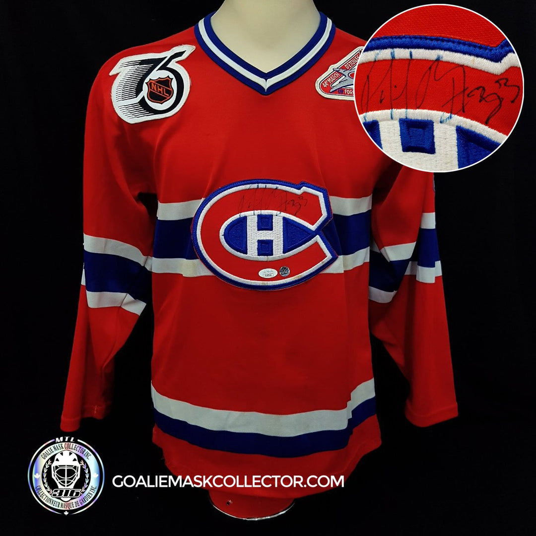 Patrick Roy Signed Montreal Canadiens Jersey Heavily Worn 75th NHL and 1993 Montreal Allstar Patches JSA Certified -SOLD