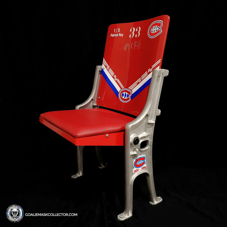 Patrick Roy Edition Signed Bench Original Montreal Forum Seat Red #33 Limited Edition of 5 (#5 of 5) - SOLD