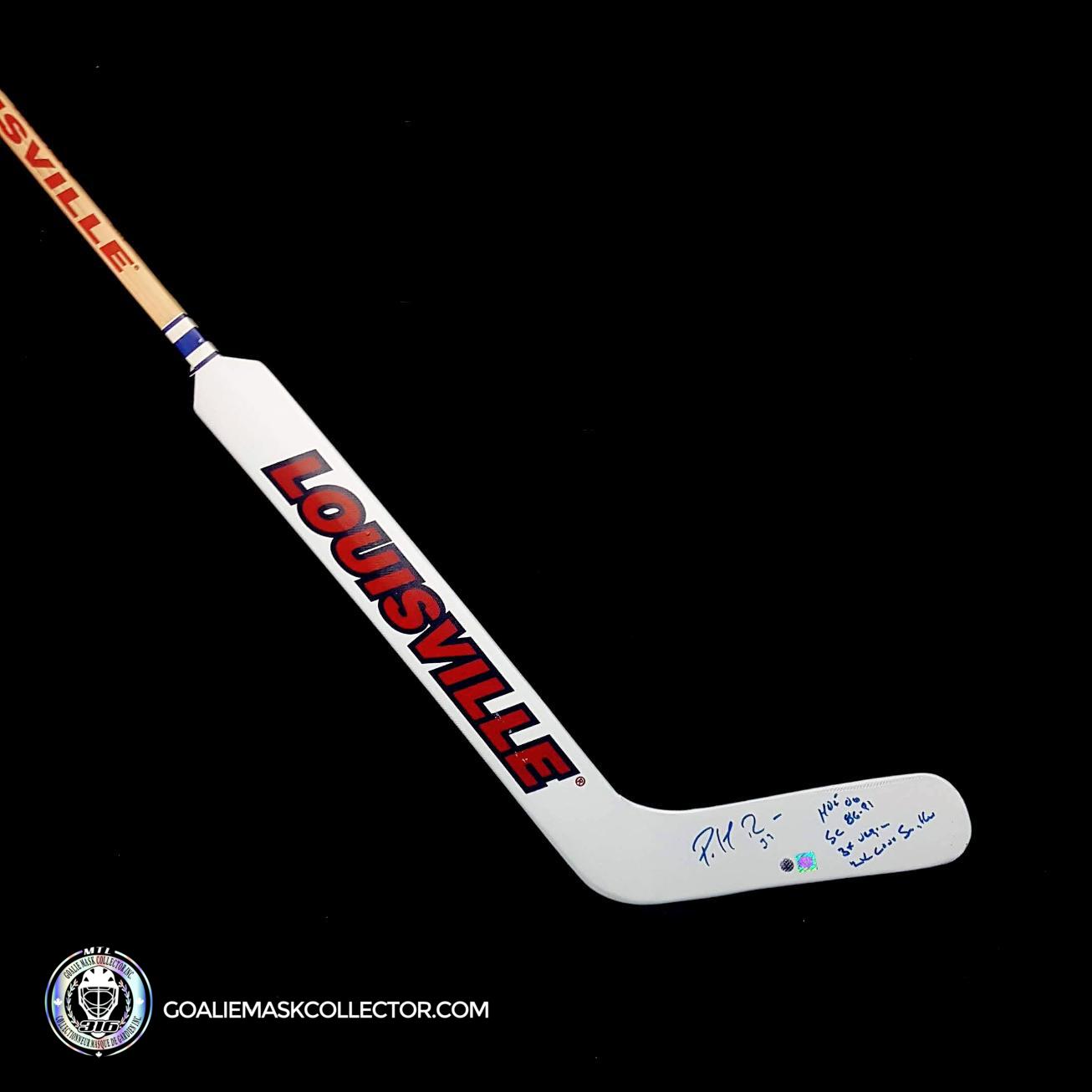 Patrick Roy Signed Stick Louisville 4x Inscriptions Montreal 