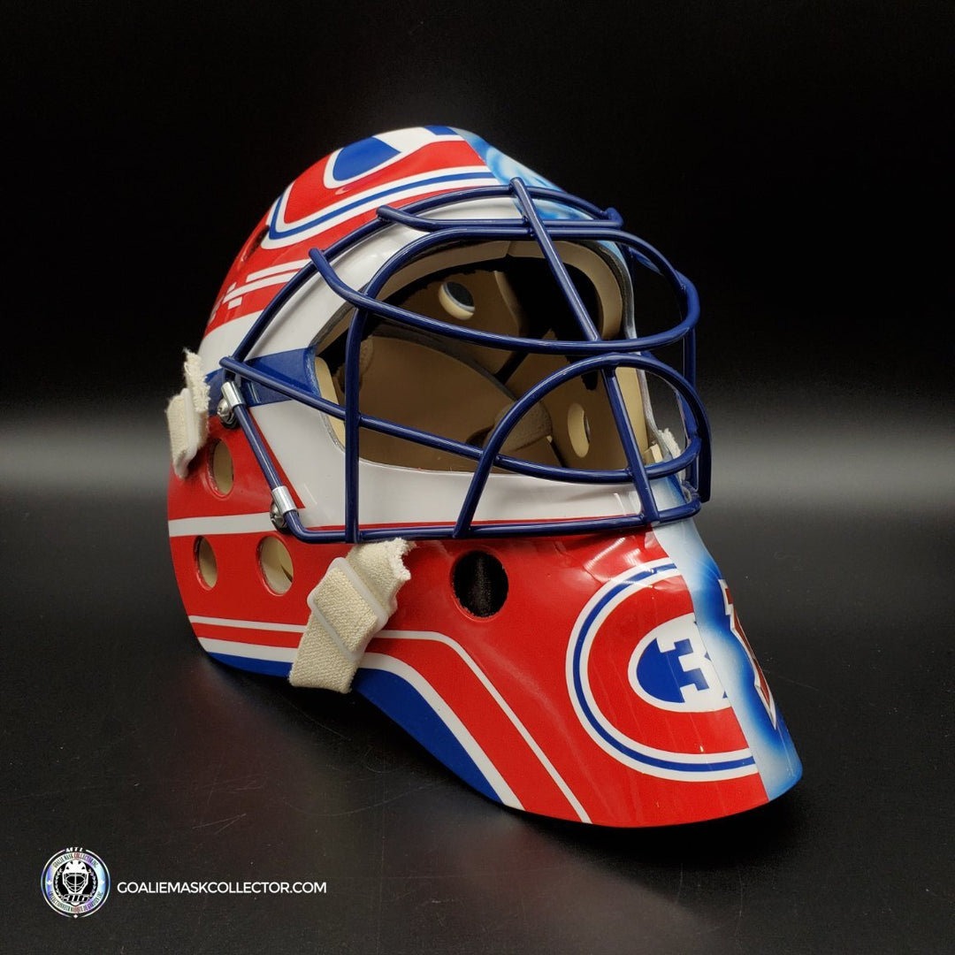 Patrick Roy Unsigned Goalie Mask Duo Mash-Up Montreal vs Colorado + Throat Guard Included Tribute