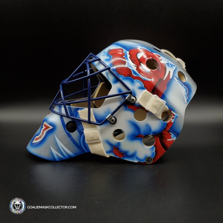 Patrick Roy Unsigned Goalie Mask Duo Mash-Up Montreal vs Colorado + Throat Guard Included