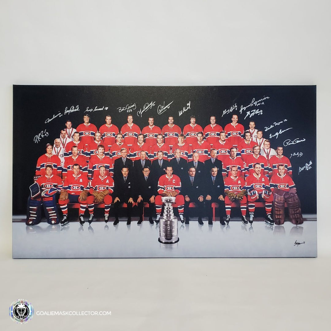Patrick Roy & Team Signed Montreal Canadiens "Dream Team" Stretched Oversize Canvas Painting by René Bégin