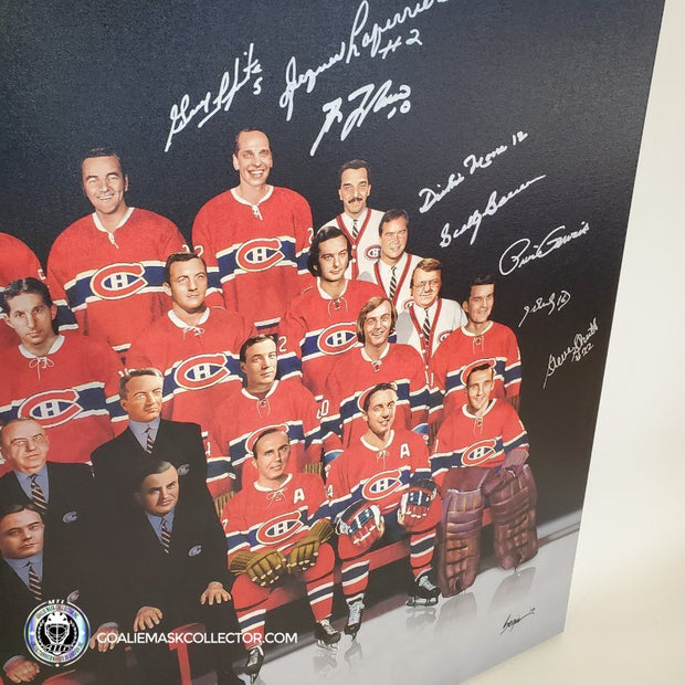Patrick Roy & Team Signed Montreal Canadiens "Dream Team" Stretched Oversize Canvas Painting by René Bégin