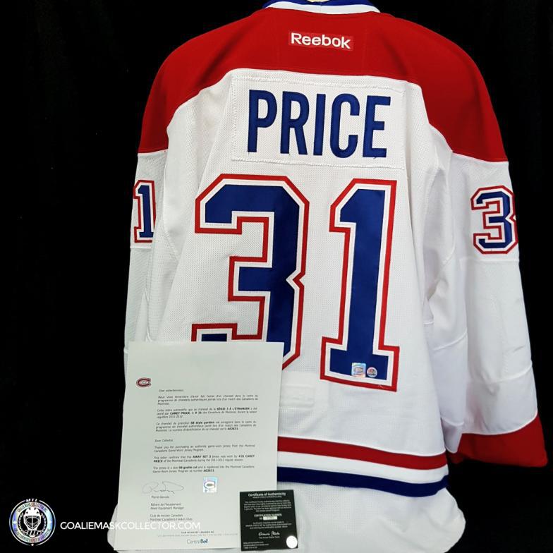 Carey Price Game Worn Jersey 2011 12 Montreal Canadiens. Goalie Mask Collector.