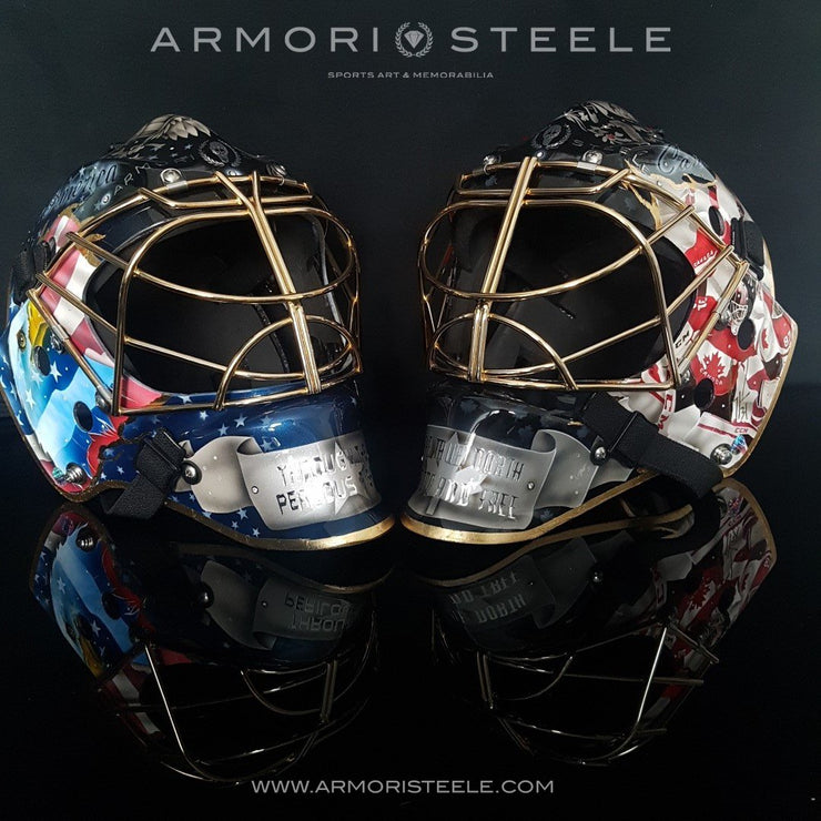 "American Glory" Goalie Mask Signed By Henrik Lundqvist & Mike Richter | Prestige Collection
