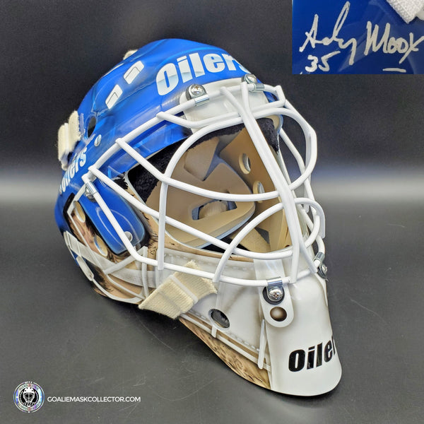 mike smith goalie helmet Presale: Andy Moog Signed Mask Edmonton Tribute Signature Edition Autographed bicicleta motorizada TOR T-59 Half Shell Length:5'3Ft