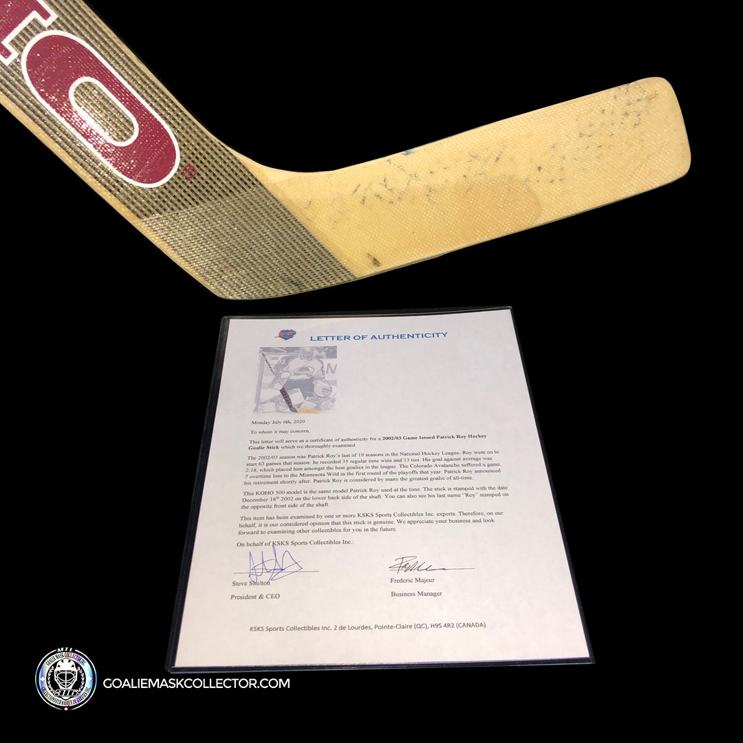 PATRICK ROY STICK GAME ISSUED KOHO 500 MODEL COLORADO AVALANCHE 2002-2003