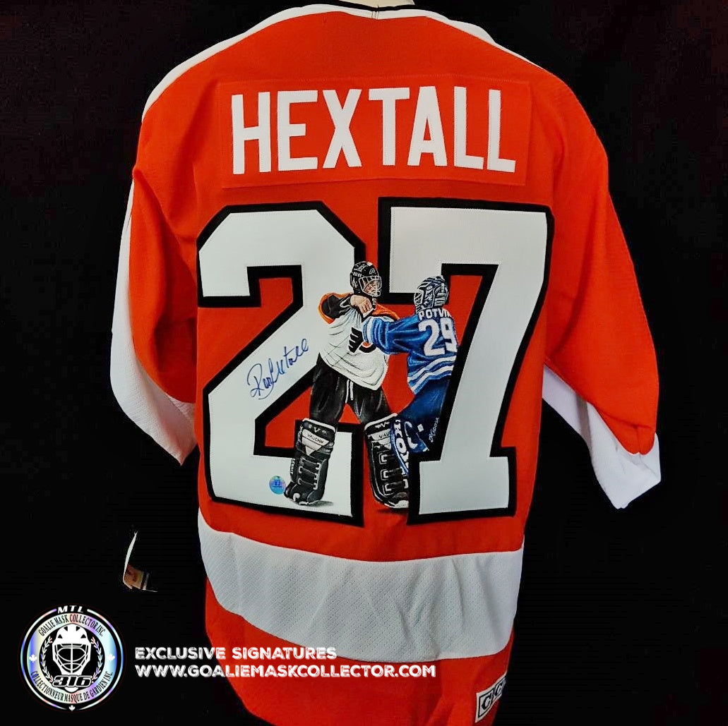 Hextall And Potvin Fight Art Edition Signed Jersey Hand Painted Philadelphia Flyers. Goalie Mask Collector.
