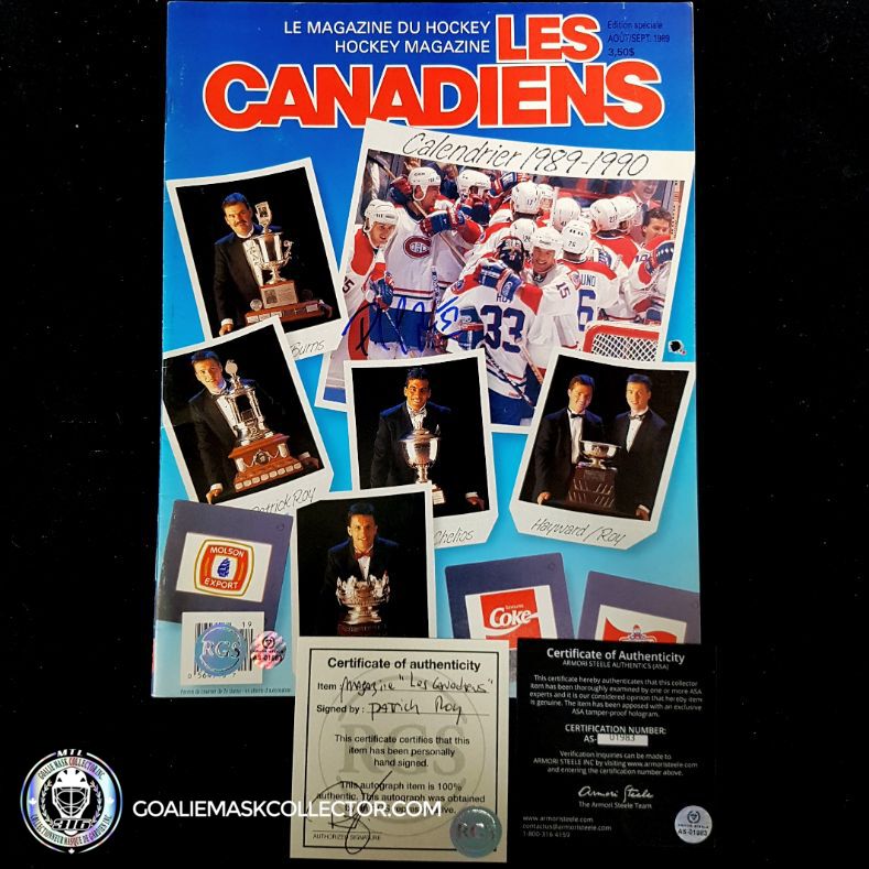 Patrick Roy Signed Les Canadiens Aug/Sept 89 Magazine. Goalie Mask Collector.
