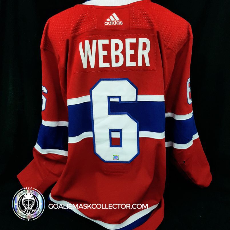 Shea Weber Montreal Canadiens PLAYOFF 2019 20 Home Set 3 Game Worn Jersey. Goalie Mask Collector.