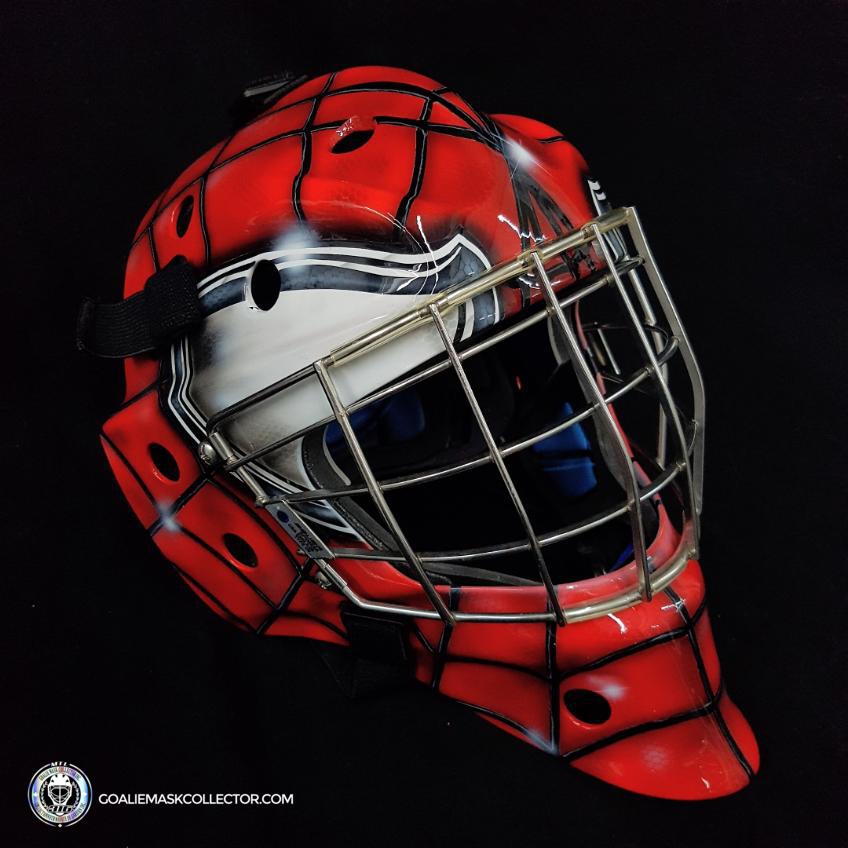 Custom Painted Goalie Mask: Spiderman Unsigned
