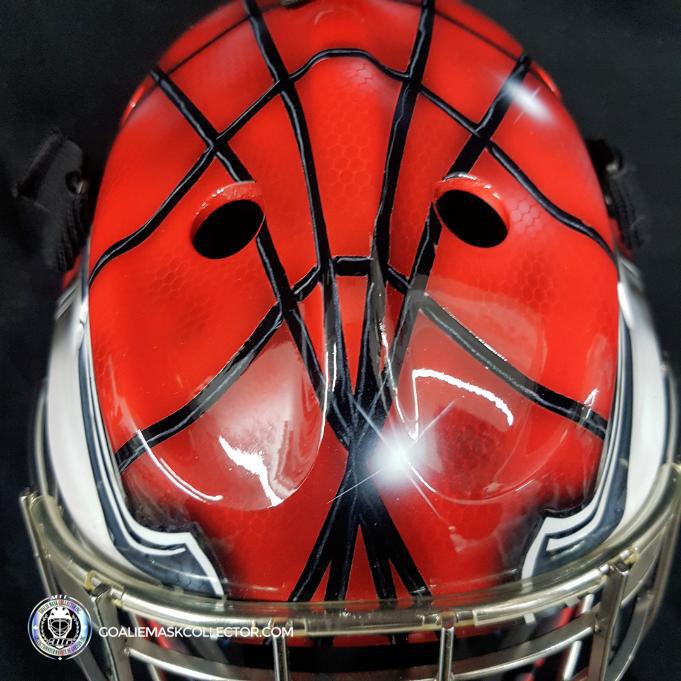 Custom Painted Goalie Mask: Spiderman Unsigned – Goalie Mask Collector