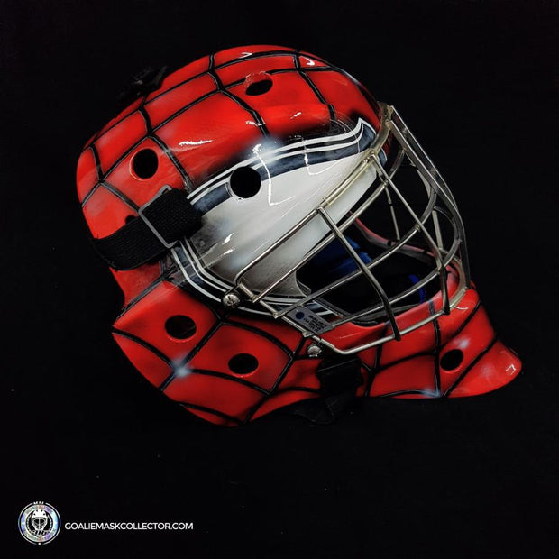 Custom Painted Goalie Mask: Spiderman Unsigned