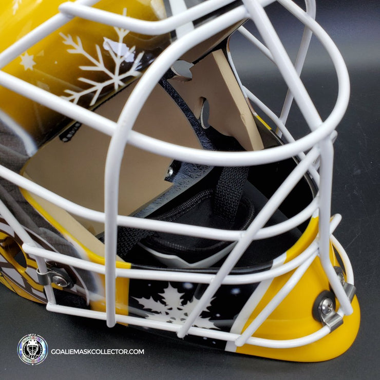 Detail view of the goalie mask worn by Tim Thomas of the Boston News  Photo - Getty Images