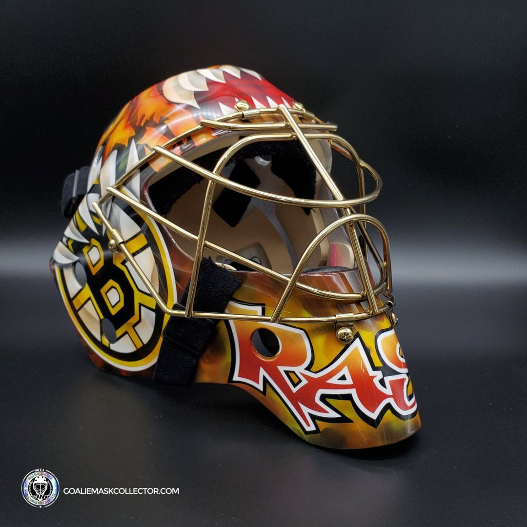 Tuukka Rask Unsigned Goalie Mask Boston Tribute + 24k Gold Plated Grill