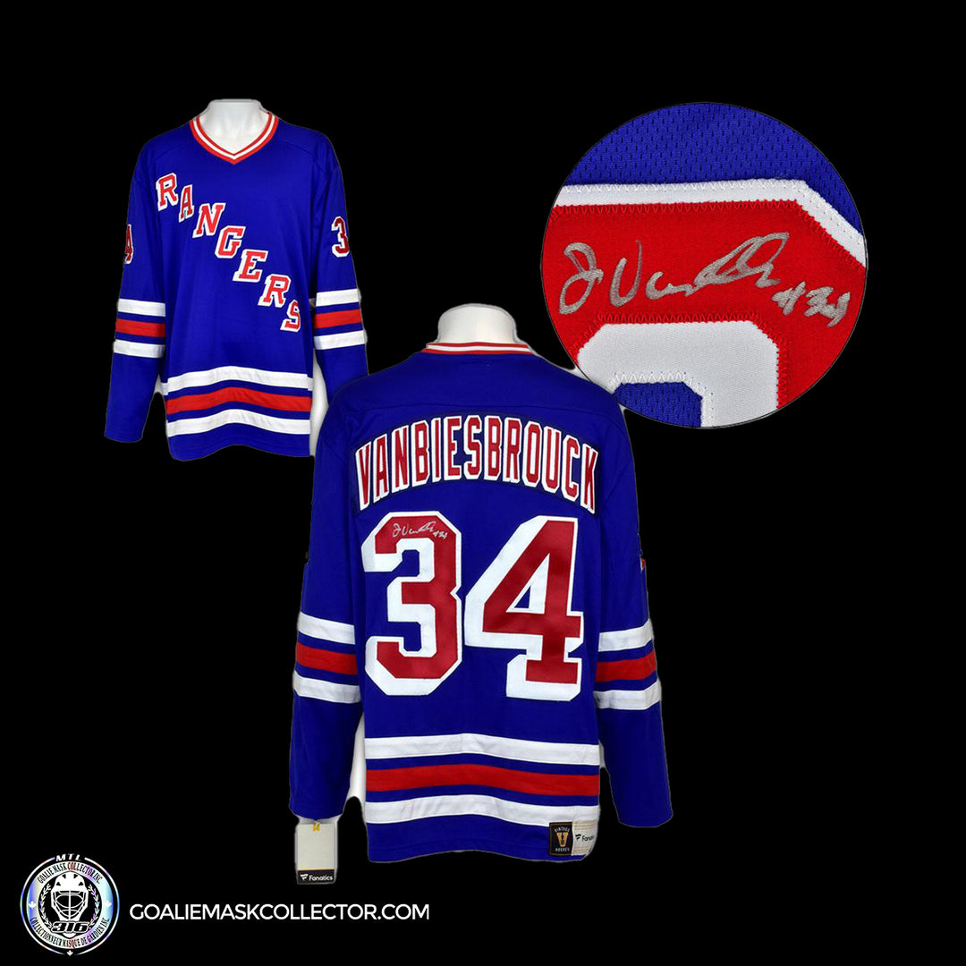 John Vanbiesbrouck Signed Jersey New York Rangers Fanatics Vintage. Goalie Mask Collector.