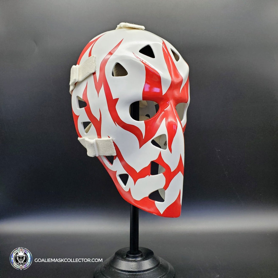 Youngblood Red & White Unsigned Goalie Mask Hamilton Mustangs Vintage Premium