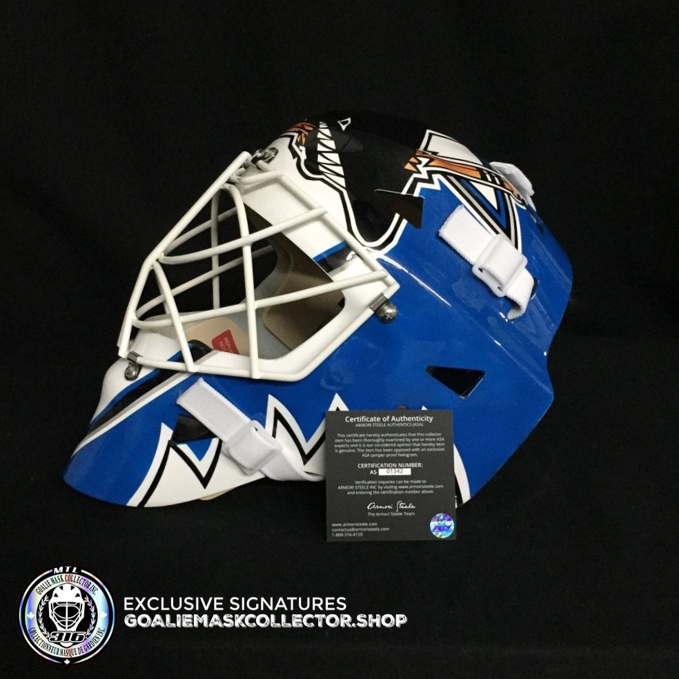 Mike Vernon Signed Goalie Mask San Jose V1 Deep Blue Signature