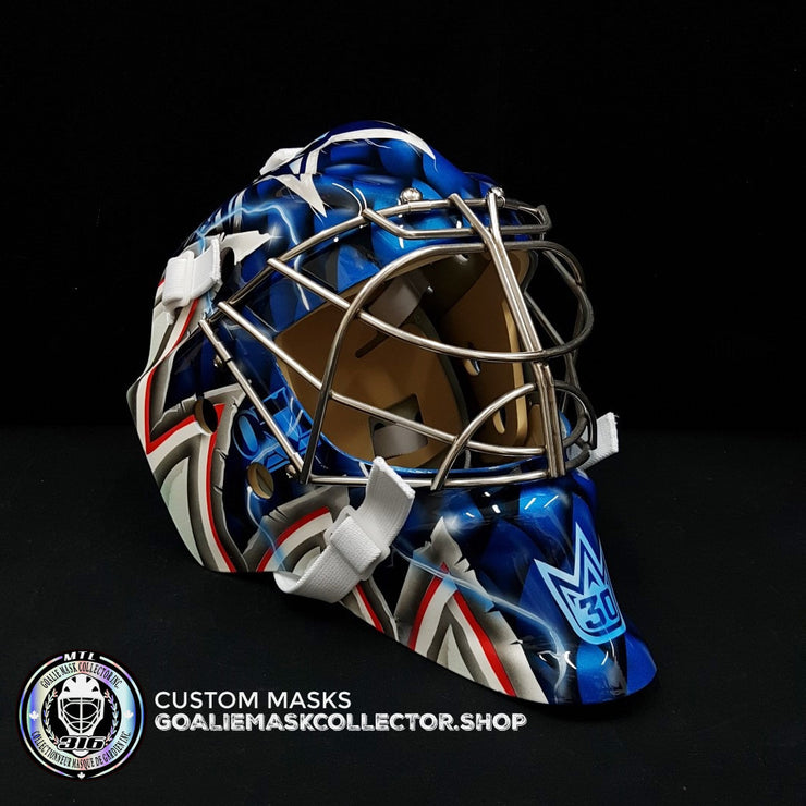 HENRIK LUNDQVIST SIGNED AUTOGRAPHED GOALIE MASK NEW YORK 2019 AS NY BLUE EDITION - STEINER SPORTS 