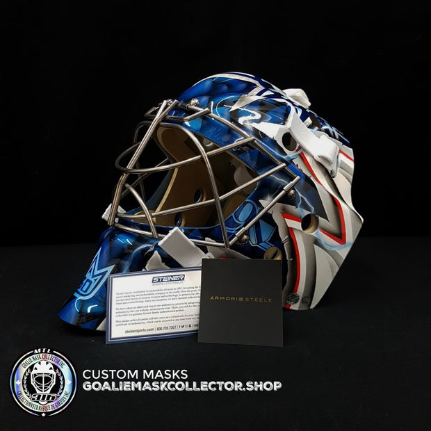HENRIK LUNDQVIST SIGNED AUTOGRAPHED GOALIE MASK NEW YORK 2019 AS NY BLUE EDITION - STEINER SPORTS 