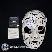 GERRY CHEEVERS SIGNED AUTOGRAPHED GOALIE MASK BOSTON TRIBUTE 70'S VINTAGE BY MARC POULIN (DISPLAY CASE INCLUDED)