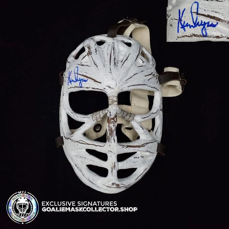 KEN DRYDEN SIGNED AUTOGRAPHED GOALIE MASK PRETZEL MONTREAL TRIBUTE 70'S VINTAGE BY MARC POULIN