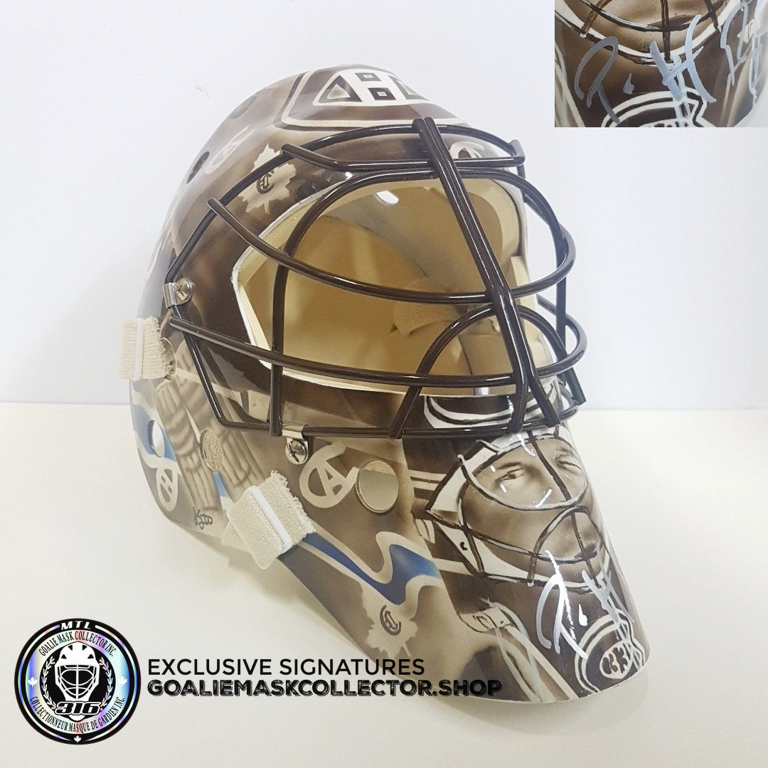 PATRICK ROY SIGNED AUTOGRAPHED GOALIE MASK MONTREAL GREATEST BLACK AND WHITE - SPECIAL 1/1