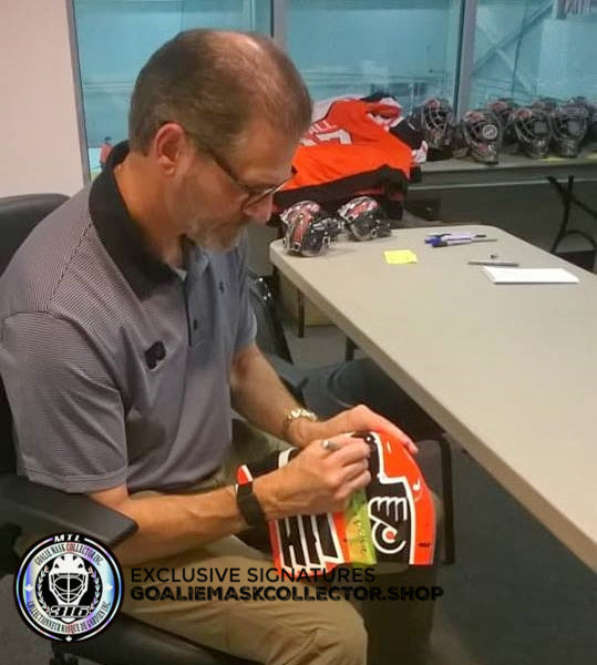 RON HEXTALL SIGNED AUTOGRAPHED GOALIE MASK PHILADELPHIA Ice Ready AS Edition