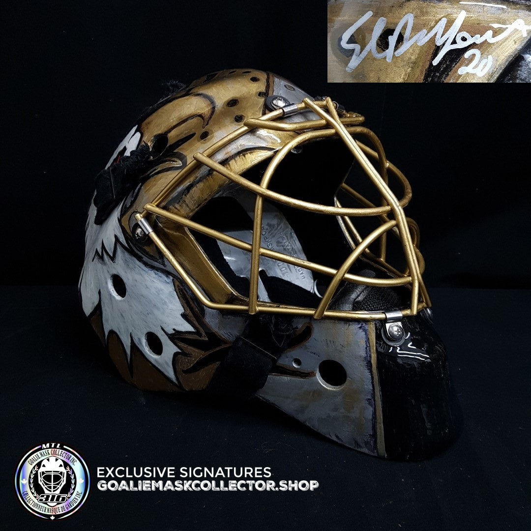 ED BELFOUR SIGNED AUTOGRAPHED GOALIE MASK CUSTOM GOLD 1/1 EDDY SHELL AS EDITION